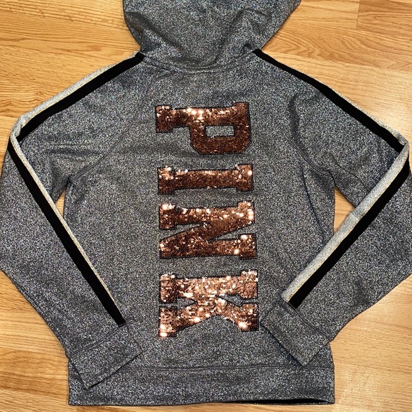 PINK Victoria's Secret Tops - Victoria secret metallic sequin hoodie